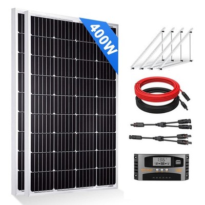 400 Watt Solarpanel Solarmodul Kit 12V Mono Mit 2 Set 118cm PV Halterung Balkon