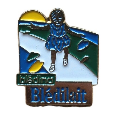 Bledina Bledilait Enamel Pin Badge French Advertising Girl Mascot Baby Vintage