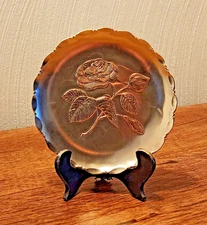 Arthur Armour tm. Hammered Gold Anodized Aluminum Rose 5" D Collectors Plate