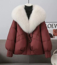 Piumino Vino Rosso Con Collo In Eco-Pelliccia Rimovibile CF54770