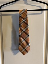 VINTAGE TIE BURBERRY NOVA CKECK 100 Silk Plaid RARE Necktie BEIGE