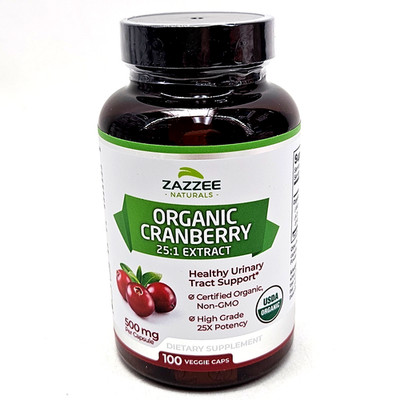 Cranberry Extract USDA Organic 12,500 mg Strength 100 Veggie Caps 25:1 Zazzee 