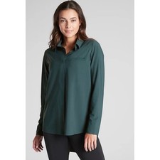 Athleta Urbinite Long Sleeve Button Up Shirt Size M Teal