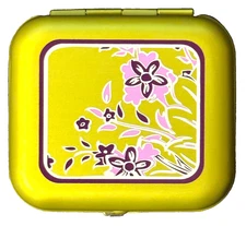 Wellspring Pillbox Pill Box Small for Pills/Meds/Jewelry Floral ‎2.2"x2"x0.5"