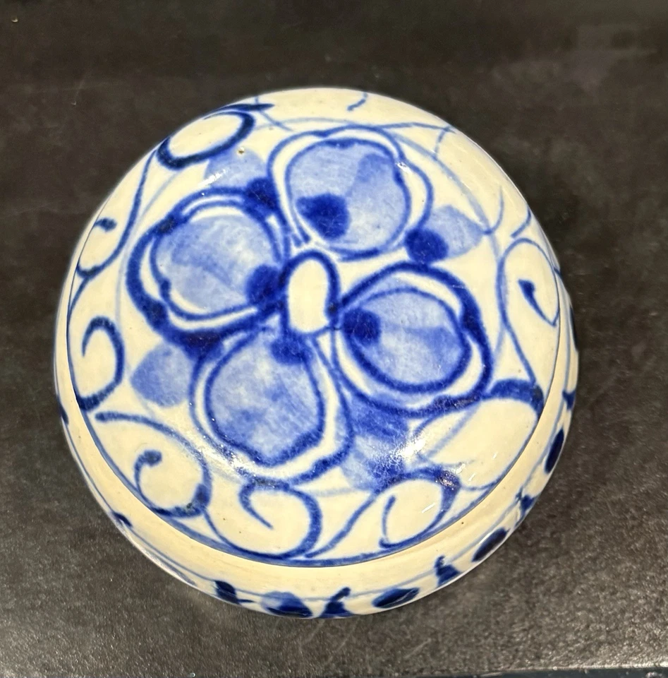 Antiga caixa de tinta pasta selo porcelana Famille Verte chinesa pintada à mão tampa de prato - Imagem 2 de 4