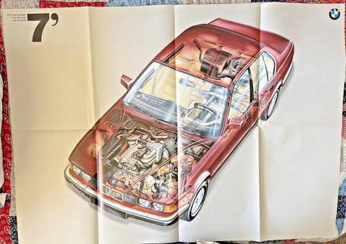 BMW 7 Series Factory Original Cutaway Car Poster RARE!