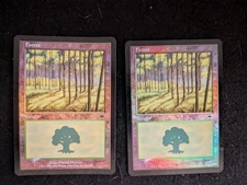 2x MTG Forest (348) Onslaught Foil - Light Play - Actual Photos