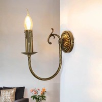 Wandlampe Messing Antik Design Wohnzimmer Bronze E14 Jugendstil Wandleuchte