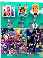 Disney Villains Ursula Cruella Jasmine Retractable Badge Reel Buddy ID Holder