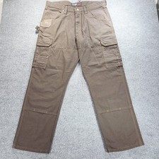 Wrangler RIGGS Workwear Pants Mens 38x30 Brown Double Knee Cargo Carpenter Work