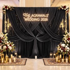 2 PCS 5x12 Ft Black Backdrop Curtains WrinkleFree Polyester Drapes Wedding