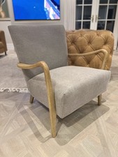 Luxury Armchair Contemporary Curved Oak Arms Charcoal, Comes Fully Assembled