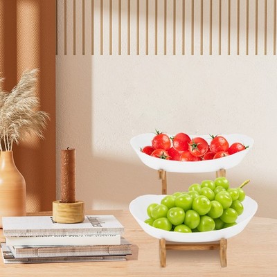 2 Tier Fruit Bowl, Fruit Basket Stand, Fruit Serving Tray