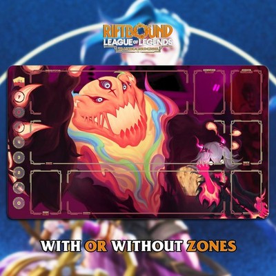 Spielmatte RIFTBOUND LOL TCG |24x14''(60*35cm)| Annie Pandemonium - genähte Kanten