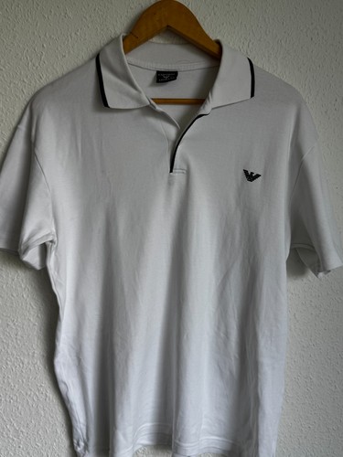 Emporio Armani Classic White Polo Shirt With Contrast Trim