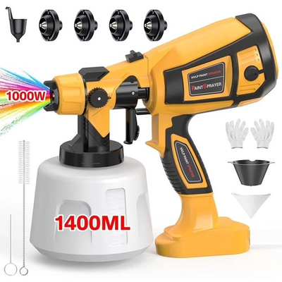 #ad Battery 1400ML Sprayer 1000W High Pressure Spray Paint Gun with Nozzels Yellow $33.74