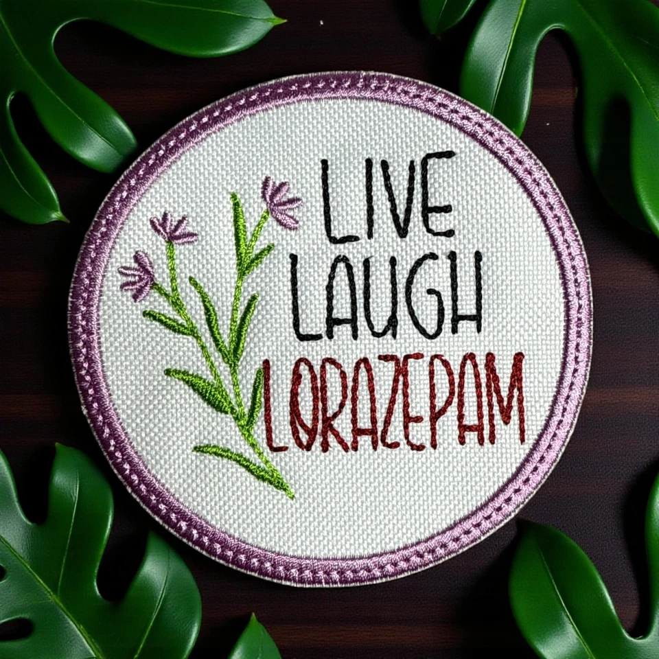 Live Laugh Embroidery Patch 3.73" X 3.75" - Image 3 of 4