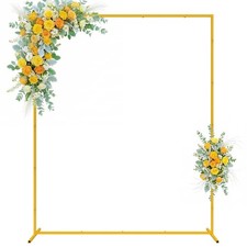 Backdrop Stand Square Wedding Arch 6.6FT x 5.2FT Gold Metal Balloon Arch Back...