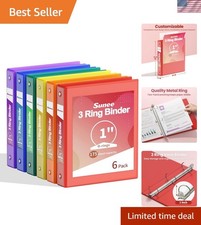 1 Inch Binders 3 Ring 6 Pack, Clear View Three Ring Binders PVC-Free Fit 8.5x...