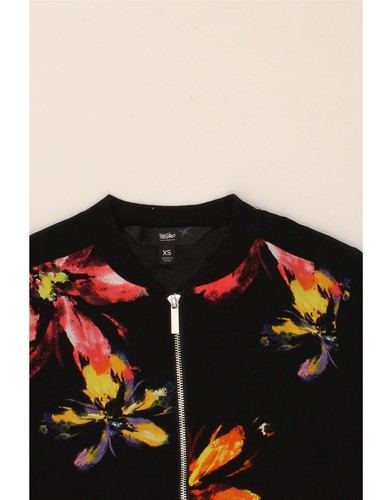 MOSSIMO Womens Bomber Jacket UK 6 XS Black Floral Polyester CC74 - Picture 3 of 3