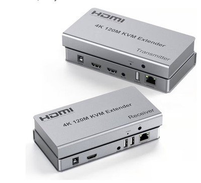 4K HDMI KVM USB Extender, 393ft Over Cat6, with Both Audio Port, Loop Out, IR