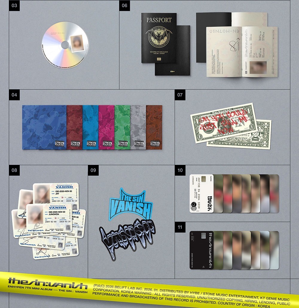 ENHYPEN THE SIN:VANISH 7th Mini Album FUGITIVES Ver/CD+10Photo+