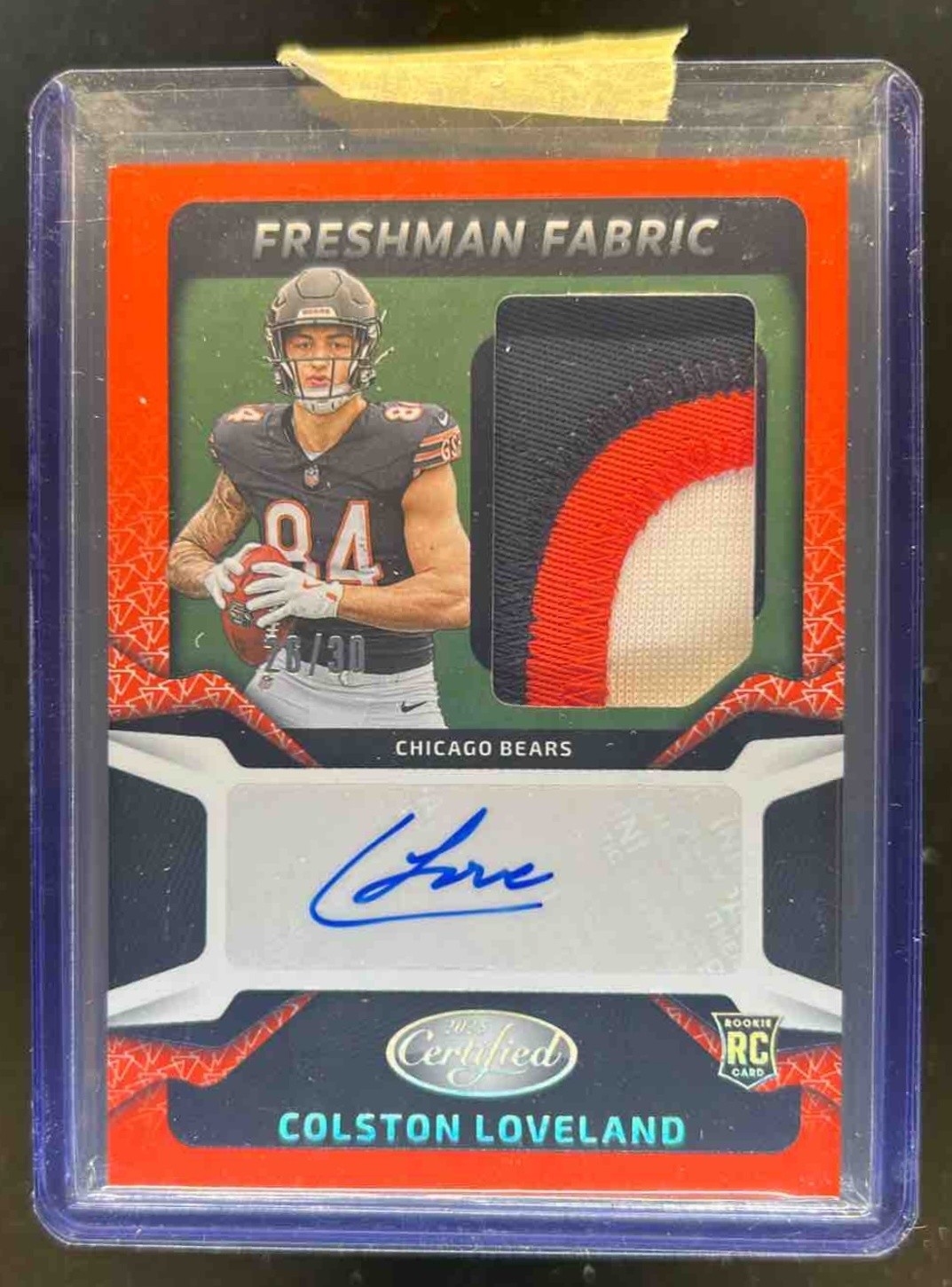 2025 Certified Colston Loveland Freshman Fabric RC Patch Orange Etch Auto #28/30