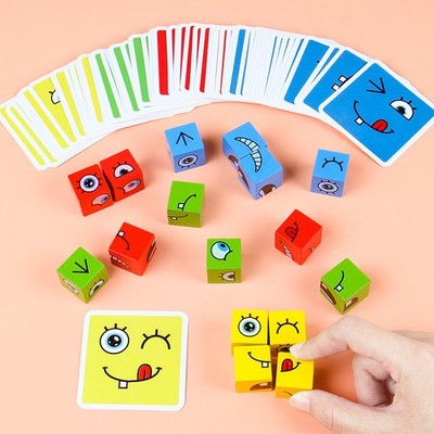 Face Changing Magic Cube Holz 3D Puzzle Spiel mit Glocke Lernspielzeug Kinder