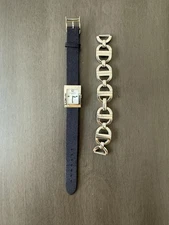 Christian Dior Watch Womens Swiss Made Black Leather Strap Extra Metal Band 2618