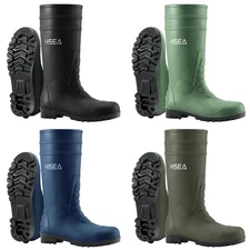 HISEA Men Mid-Calf Rain Boots w/Steel Shank Waterproof Outdoor Work Rubber Boot