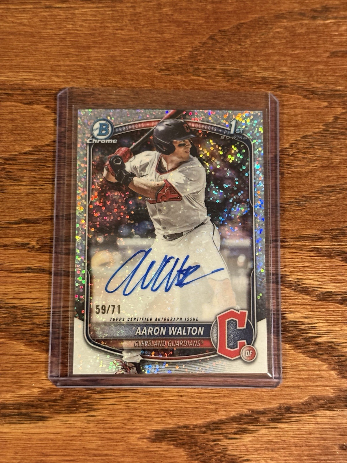 2025 Bowman Draft Aaron Walton 1st Chrome Auto Sparkle Refractor /71 GUARDIANS