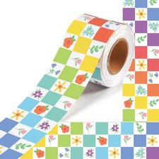 VABAMNA 50 Feet Rainbow Bulletin Board Border Classroom Decor, Colorful Checkere