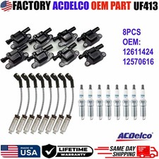 8X UF413 Ignition Coil, Iridium Spark Plugs,Wires For Chevy GMC 5.3 6.2L Acdelc