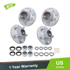 Fit For 3500 lbs. #84 Spindle New 4 Sets 5 on 4.5" Galvanized Trailer Hub Kit