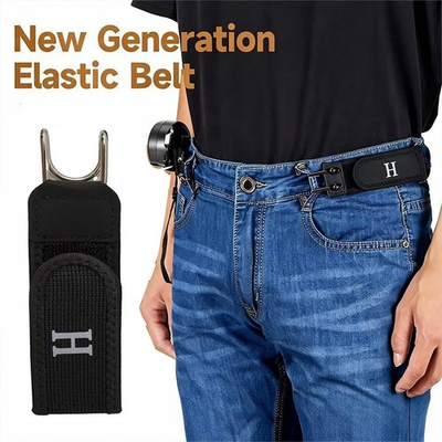 #ad 2PCS Tactical Metal Hook Elastic Belt Buckle Less Invisible Waist Belt Closure $5.99
