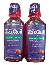 ZzzQuil Nighttime Sleep Aid Liquid Calming VANILLA CHERRY 12 oz  2 Bottles  --