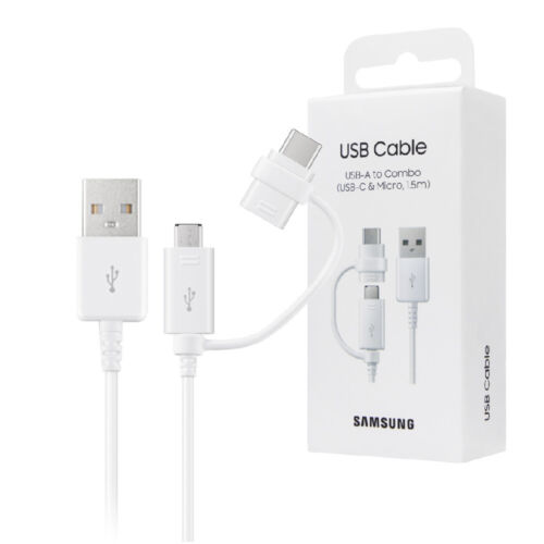 Original Samsung Official Data Cable Combo (USB-Type C and Micro USB) White New