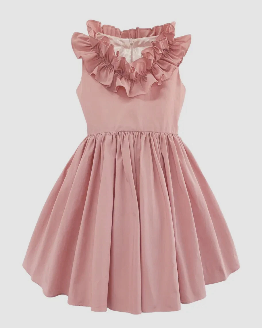 Robe De Soirée Rose Satin à Volants Avec Nœud Pour Fille - Taille 5 Ans - NEUVE Avec étiquettes - Fabriquée Aux USA