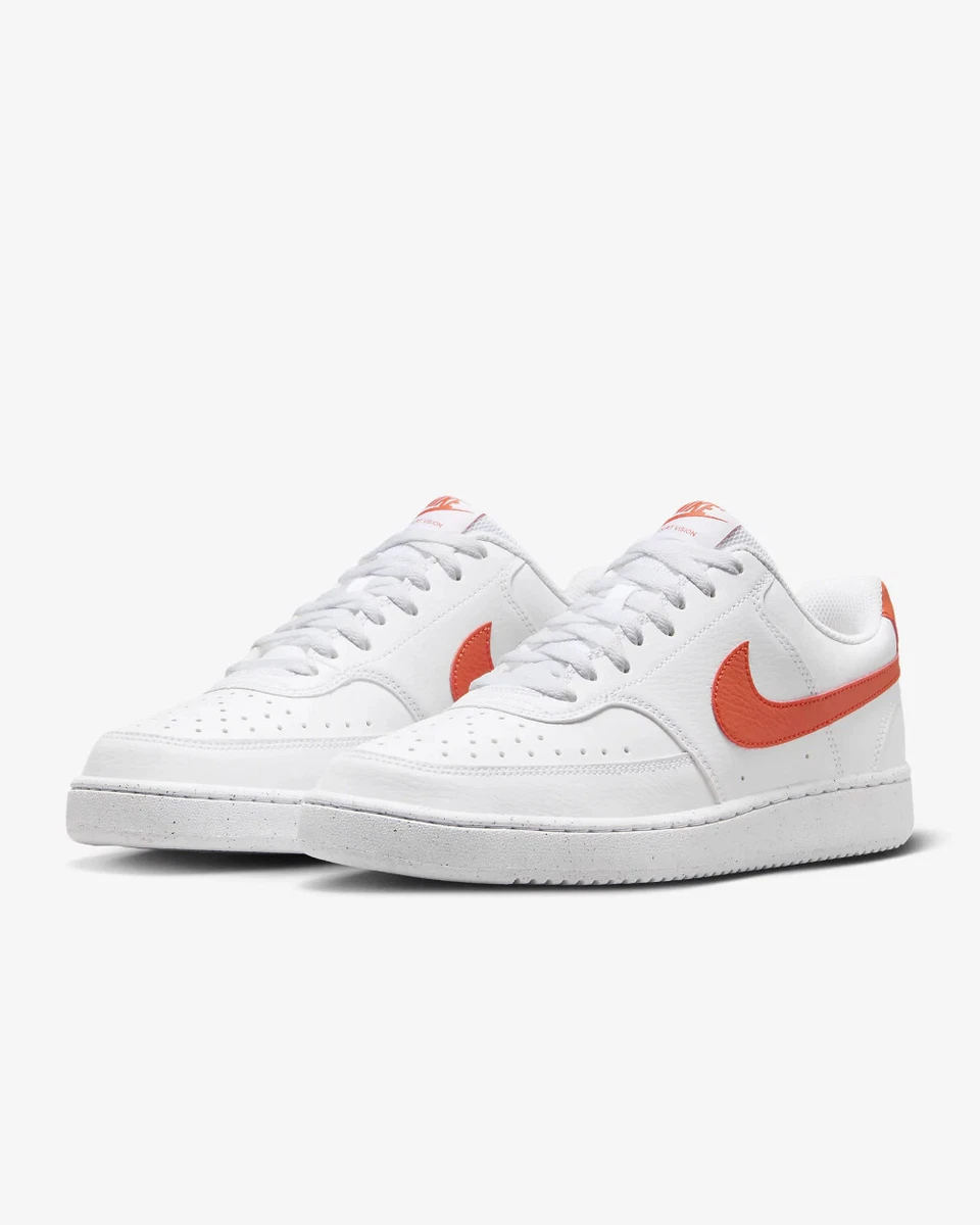 MENS Nike Court Vision Low Next Nature Sneakers White Orange