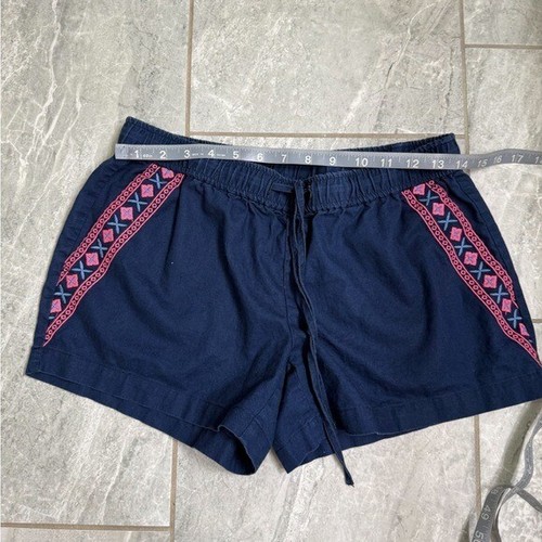 Pantalones Cortos Vineyard Vines Azul Marino Lino con Bordado Geométrico Rosa Talla XS - Imagen 3 de 6