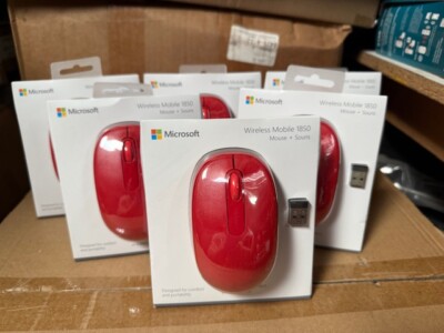 LOT of 6x BRAND NEW Microsoft 1850 RED Wireless USB Optical Mouse