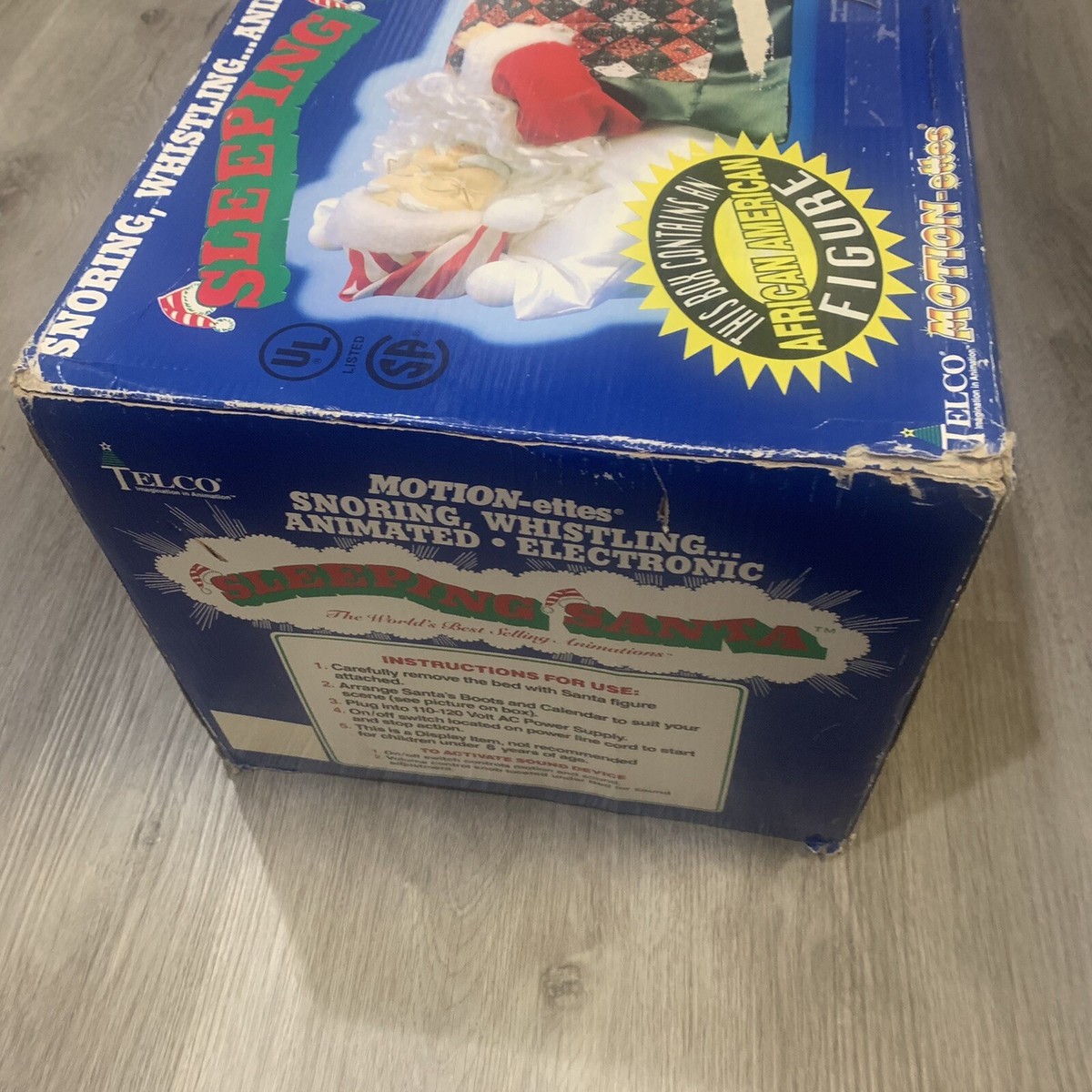 Telco Sleeping Santa African American Animated Snores Moves