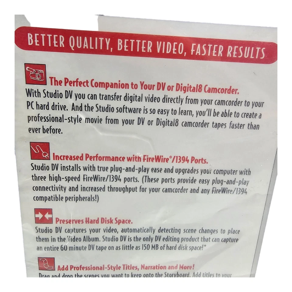 Pinnacle Systems Studio DV Windows 98 2000 Creative Movie Making System NOS - Image 3 of 4