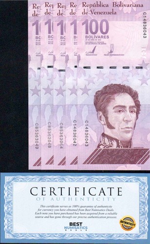 VENEZUELA 100 DIGITALES qty 5 2021 Cir 100 million bolivar USA COA - Picture 1 of 5
