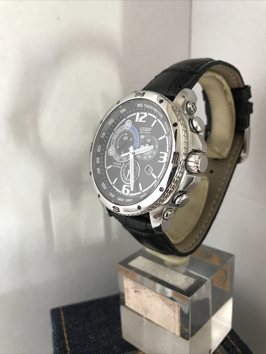 Citizen Men s Eco Drive Chronograph Marinaut B . Leather Strap