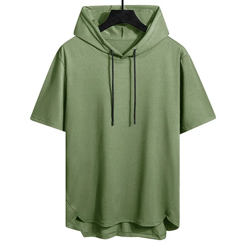 Summer Men's With Hood Short Sleeve Hoodies Hip Hop T shirt Streetwear T Shirts - Imagen 6 de 21