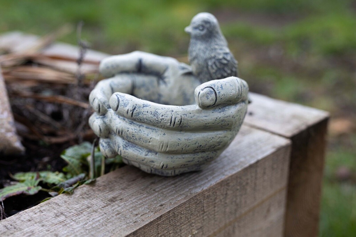 Garden Bird Feeder Ornament Large Feeding Station Stone Effect