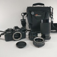 Minolta X-700 Black SLR 35mm Film Camera 2 Lenses Teleconverter Camera Bag