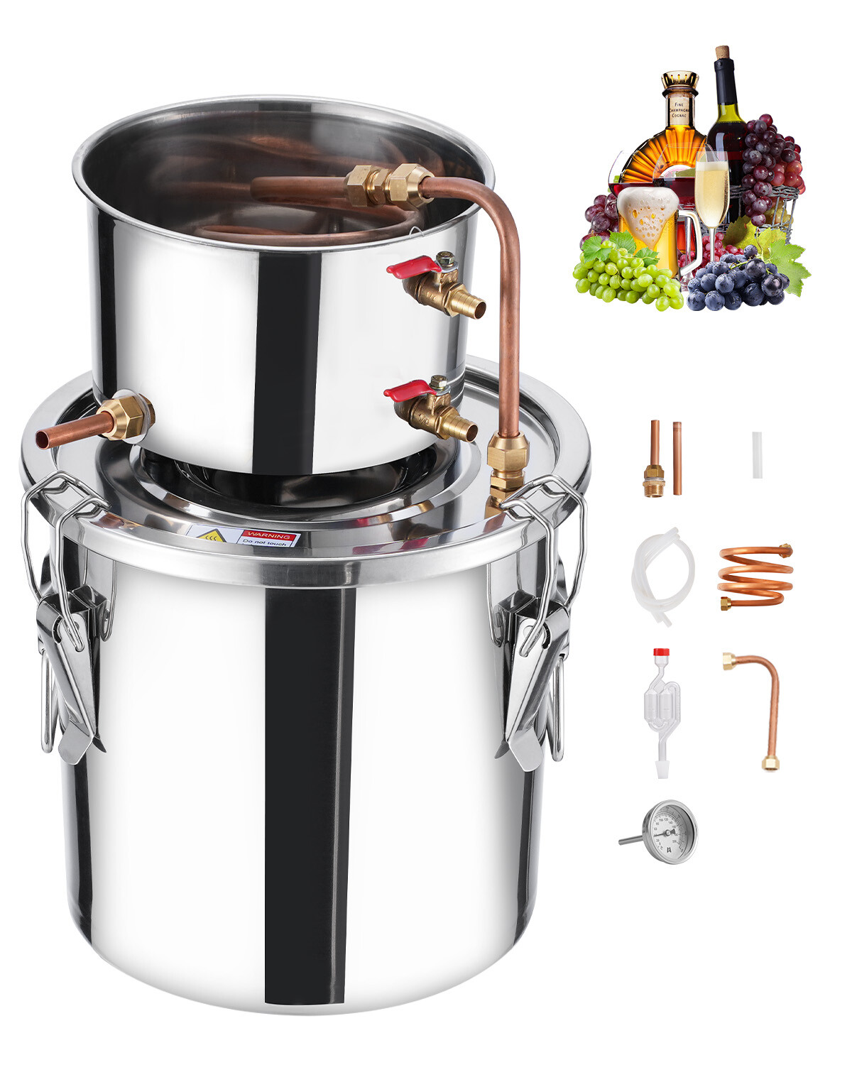 VEVOR Distillatore di Alcool 11,4 L Kit Completo Distillazione in Acciaio Inox