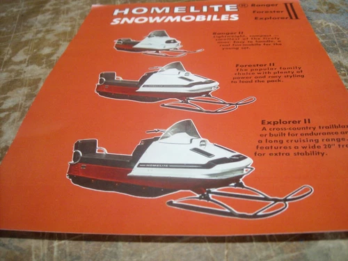 Vintage 1969 HOMELITE Snowmobile  Brochure RARE CHIAN SAW